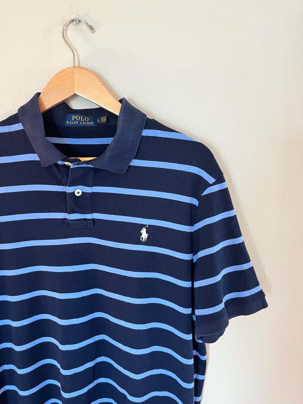 Polo Ralph Lauren, Striped Polo Short Sleeve, Navy/Baby Blue, Preppy, Men’s Larg